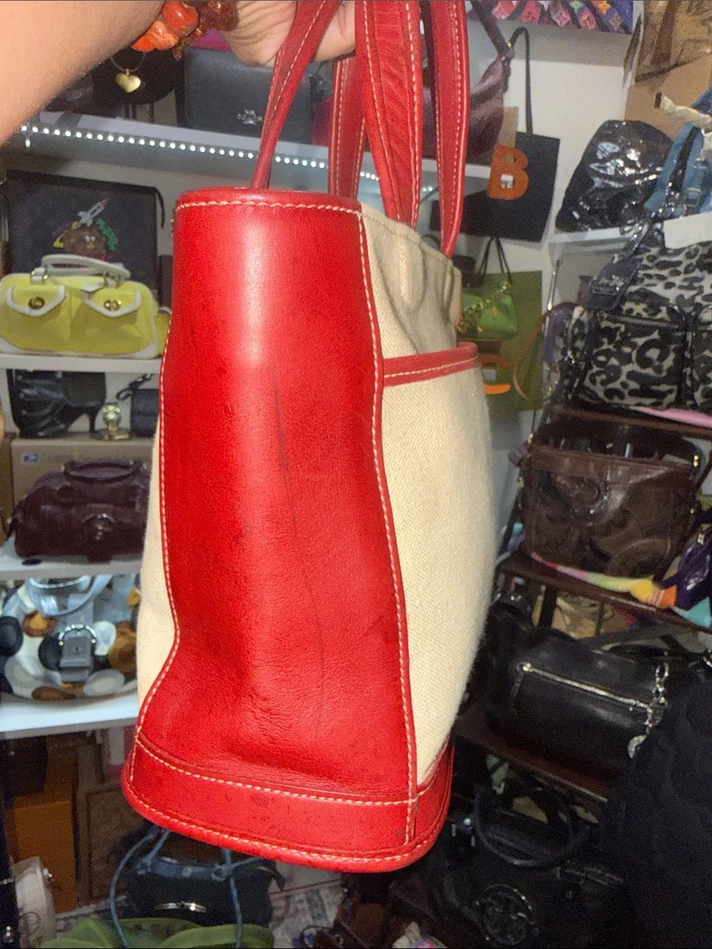 Coach vintage Hampton  Canvas small Tote with Red Trim - Women's Everyday Bag